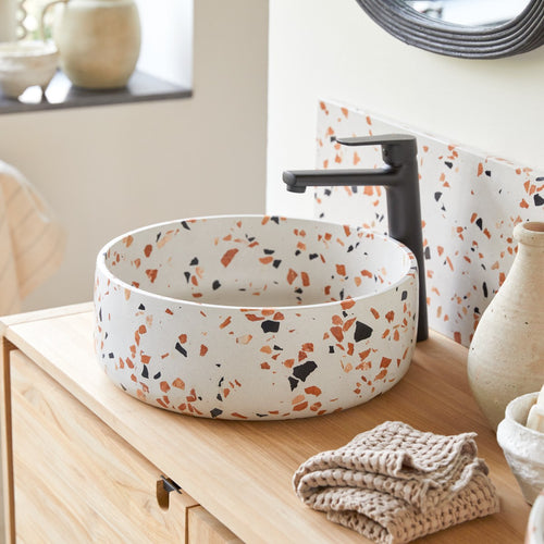 Tikamoon Ronde waskom van bruin premium terrazzo ∅ 40 cm - Bruin