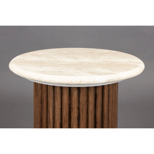 Dutchbone Arda Bijzettafel Rond 35 cm Travertin/ Steen  - Beige - vtwonen shop