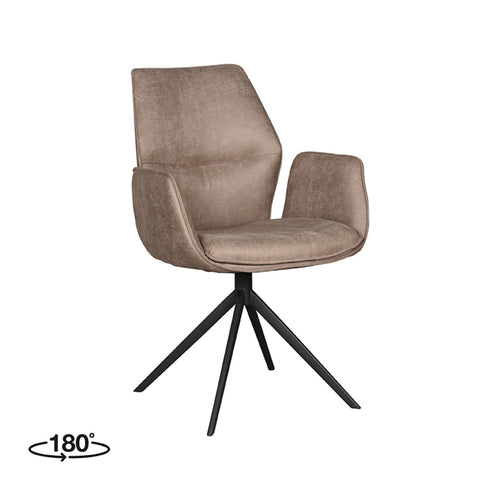 LABEL51 Eetkamerstoel Mellow - Taupe Stof - Draaibaar