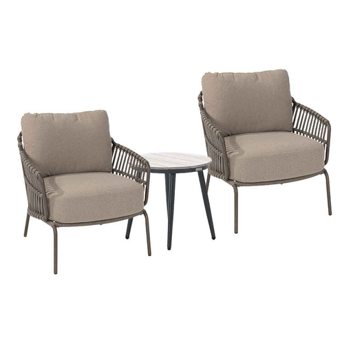 4 Seasons loungeset Capalbio bruin - bijzettafel lucas Ø50 cm 3-delig - vtwonen shop