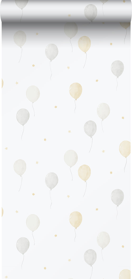 Sanders & Sanders behang luchtballon beige, grijs en wit - 53 cm x 10.05 m - 640636