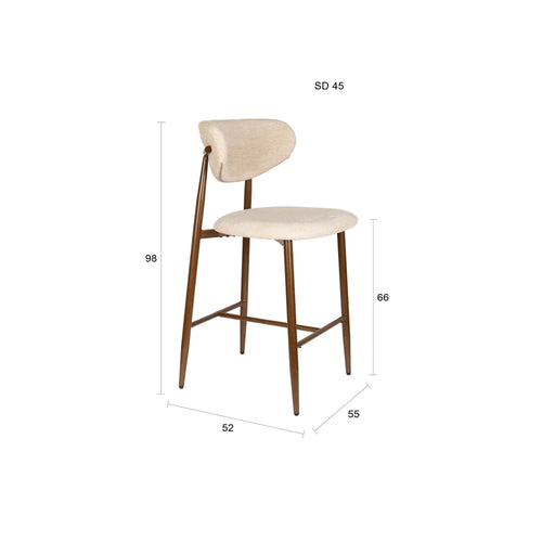 Housecraft Living Noor Barkrukken rugleuning 66 cm Beige - Set van 2