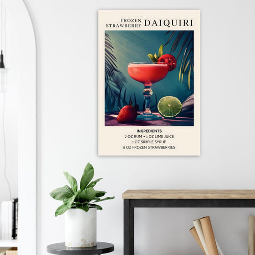 Artfulprints  Frozen Strawberry Daiquiri cocktail - Ingrediënten   poster 30x40 cm - vtwonen shop