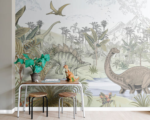 Sanders & Sanders fotobehang dinosaurussen groen - 350 x 279 cm - 950038 - vtwonen shop