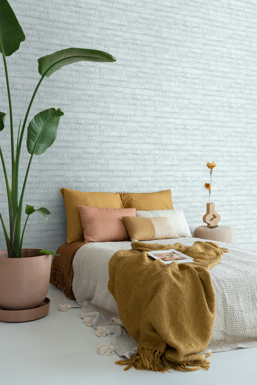 ESTAhome behang zomerse quotes lichtgroen - 53 cm x 10.05 m - 148641