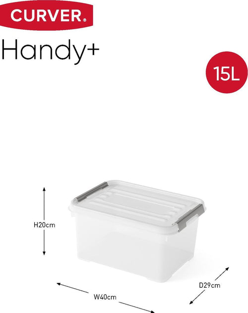 Curver Handy+ Opbergbox - 15L - 4 stuks - Transparant met deksel - vtwonen shop