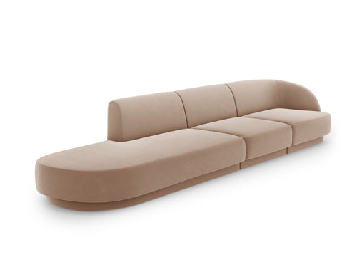 Micadoni - Linker bank "Miley" 4 zitplaatsen, flueel, cappuccino - 90x323x70cm