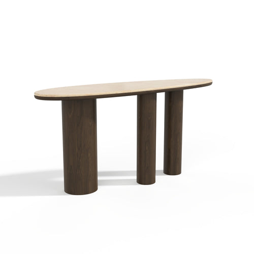Premium Interiors - Console ARTE - multiplex en marmer donker walnoot en beige marmer 150cm