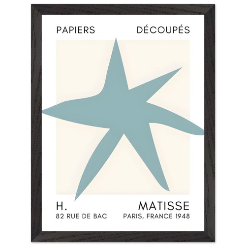 Artfulprints Poster met Lijst Matisse – Star of the sea turquoise   - 30x40 cm - Turquoise