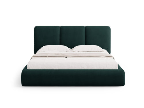 Cosmopolitan Design Opbergbed met hoofdeinde Nicolas 200x200cm, chenille, flessengroen - 220x220x100cm