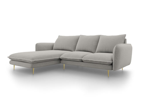 Cosmopolitan Design linker hoekbank Vienna 5-zits, structurele stof, lichtgrijs - 170x255x95cm