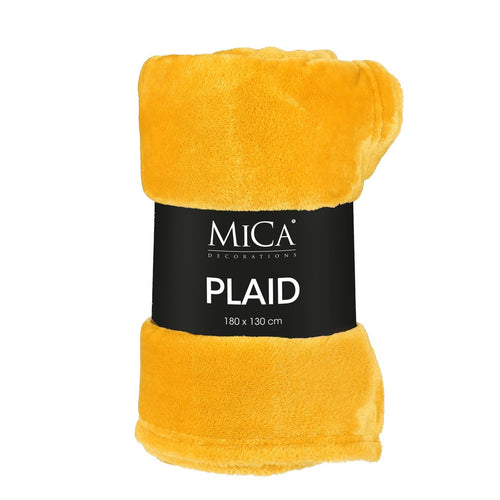 Mica Decorations Famke Fleece Plaid - L180 x B130 cm - Geel