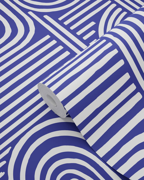 ESTAhome behang grafisch 3D motief donkerblauw - 50 x 900 cm - 131580 - vtwonen shop