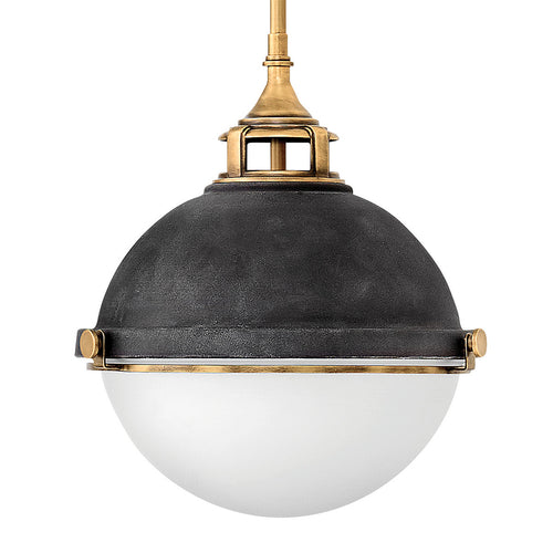 Fletcher Hinkley 2-lichts hanglamp verouderd zink met Heritage messing