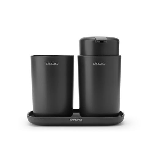 Brabantia Badkameraccessoires ReNew - set van 3 - dark grey - vtwonen shop