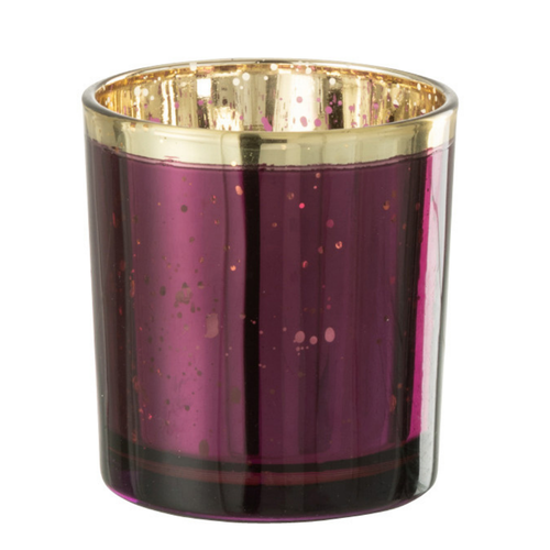 J-Line windlicht Rand - glas - bordeaux/goud - small - 6 stuks - vtwonen shop