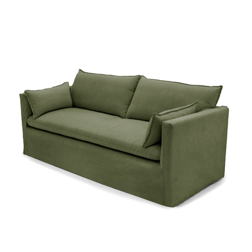 Sia Home - Rechte bank KALI - Linnen en katoen - Kaki groen - 206cm - vtwonen shop