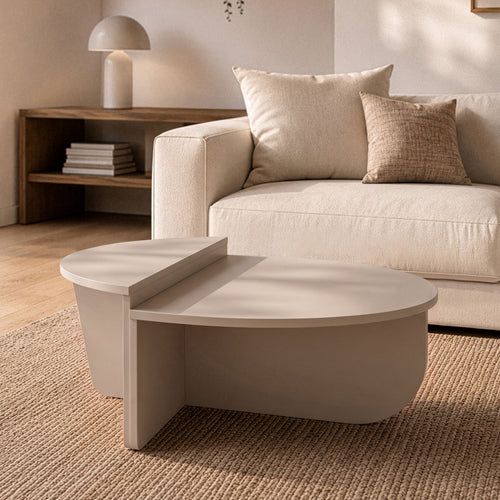 Calicosy - ORION Set van 2 salontafels - Licht hout - 90x90x35 cm