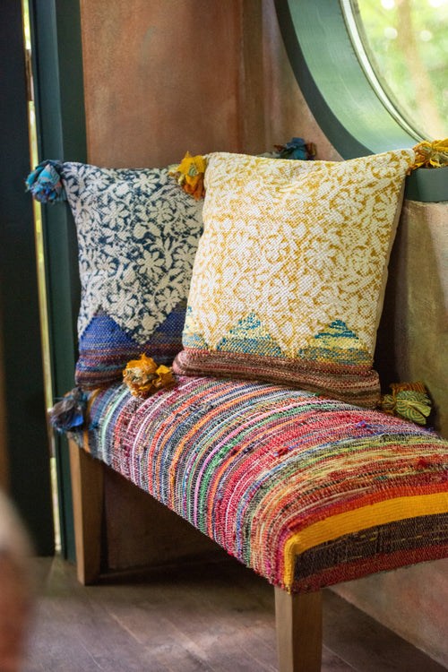 J-Line kussen Vierkant Bloemen - katoen - mix - 3 stuks