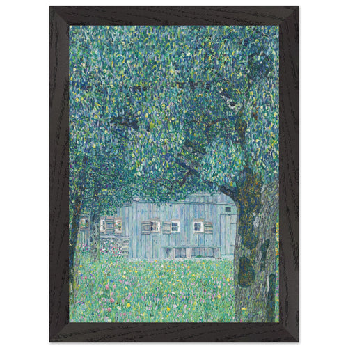 Artfulprints Poster met Lijst Gustav Klimt - Farmhouse in upper Austria   - A4 21x29.7 cm - Donkergroen