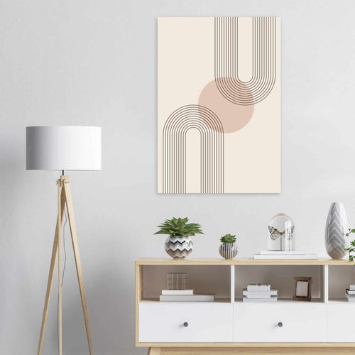 Artfulprints Poster met Lijst Boho – Neutral curves   - 50x70 cm - Grijs