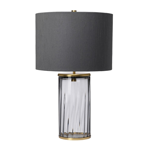 Reno Tafellamp Metalwork verouderd messing, gerookt glas
