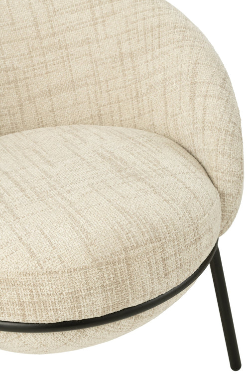J-Line loungestoel + poef - ijzer - beige/zwart