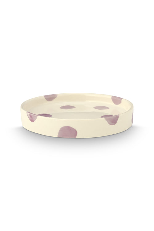 vtwonen - Gebaksbord - Stippen - Lila - Keramiek - 13cm - Set van 4