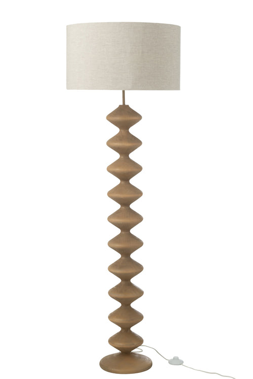 J-Line vloerlamp Rups - populierenhout - naturel/grijs