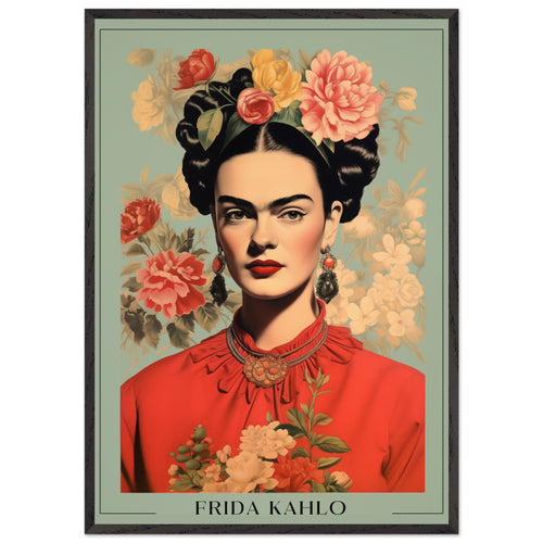 Artfulprints Poster met Lijst Frida Kahlo - Botanical portrait   - 70x100 cm - Meerkleurig