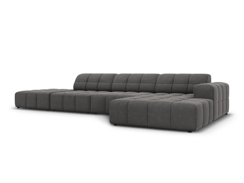 Cosmopolitan Design rechter hoekbank Chicago 5-zits, flueel grijs - 167x348x78cm