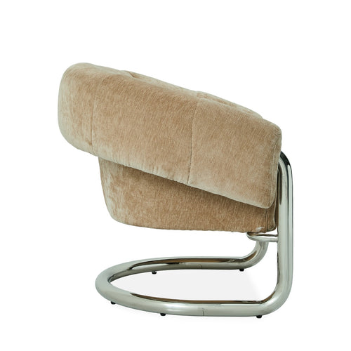 DÉJA Living Eetkamerstoel Leka - Beige/Chrome Stof - Set van 2