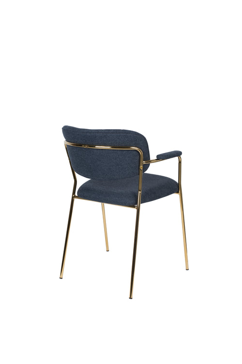 Housecraft Living Jolien Eetkamerstoelen armleuning Goud/Donker Blauw - Set van 2 - vtwonen shop