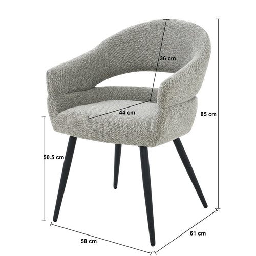 Livingfurn eetkamerstoel Megan - taupe - set van 2 - 62x58x85