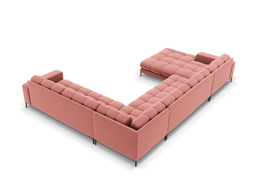 Cosmopolitan Design Panoramische hoekbank rechts Bali 7-zits, flueel, roze - 256x327x75cm