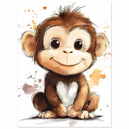 Artfulprints  Schattige aap   poster 30x40 cm - vtwonen shop
