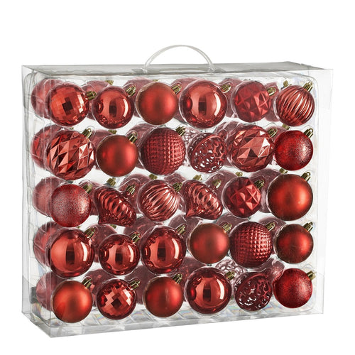 Mica Decorations Kerstballen Set - 60 Stuks - Ø7 cm - Onbreekbaar - Rood