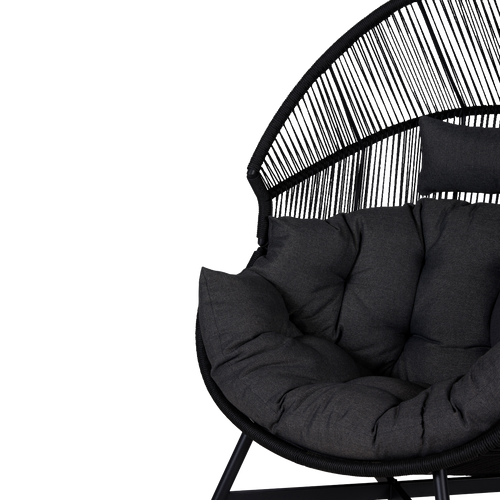 Lisomme Ayla Rattan Tuin Loungestoel Zwart - Met Zitkussens - vtwonen shop