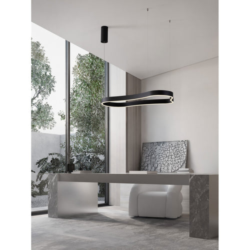 Nova Luce DUSSA Geïntegreerde LED-hanglamp voor plafond, zandkleurig zwart, Triac dimbaar, 52W, 3045lm, 3000K