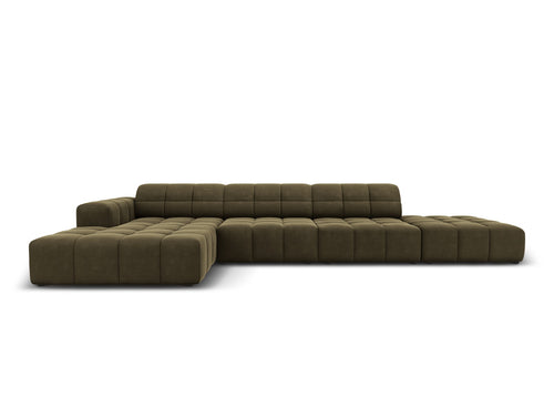 Cosmopolitan Design linker hoekbank Chicago 5-zits, flueel groente - 167x348x78cm