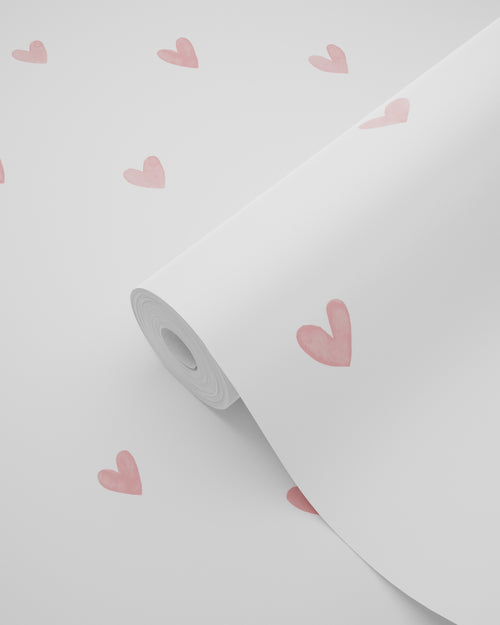ESTAhome behang hartjes wit en terracotta roze - 50 x 900 cm - 131627 - vtwonen shop