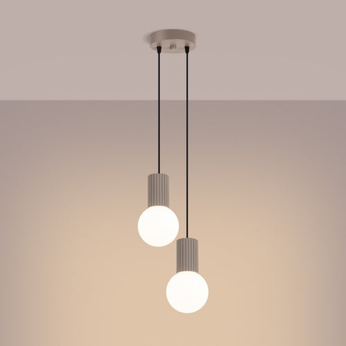 Sollux Lighting Hanglamp HALO 2P taupe - 15x15x120cm