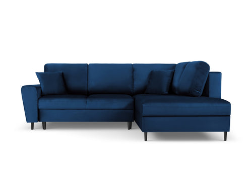 Cosmopolitan Design Converteerbare hoekbank rechts met opbergdoos Kyoto 5-zits, flueel, koningsblauw - 194x243x88cm