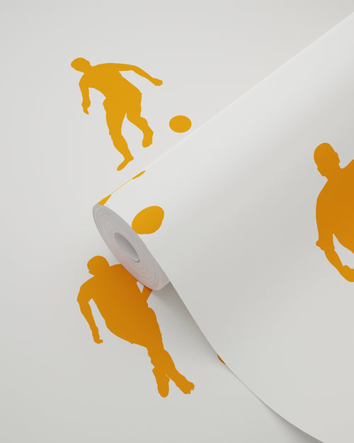 ESTAhome behang voetbalspelers oranje en wit - 53 cm x 10.05 m - 115871
