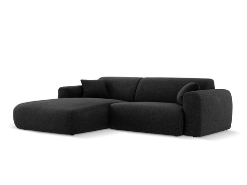 Cosmopolitan Design linker hoekbank Nolio 4-zits, chenille, zwart - 170x235x72cm