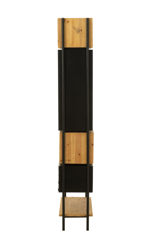 J-Line kast Tina - hout/ijzer - zwart/naturel - small