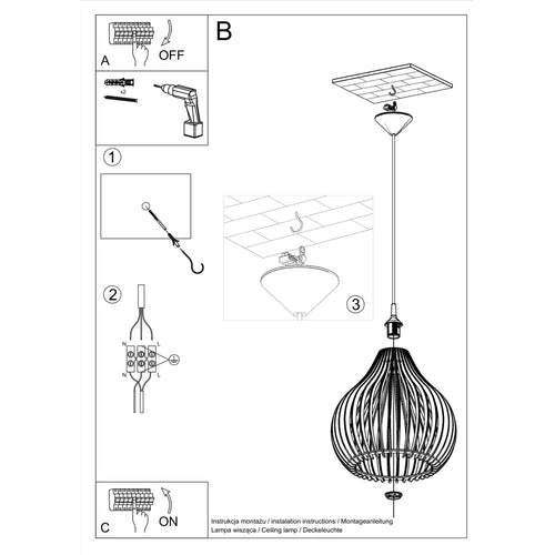 Sollux hanglamp Aprilla - 1 lichts - 43  x 95   cm - bruin