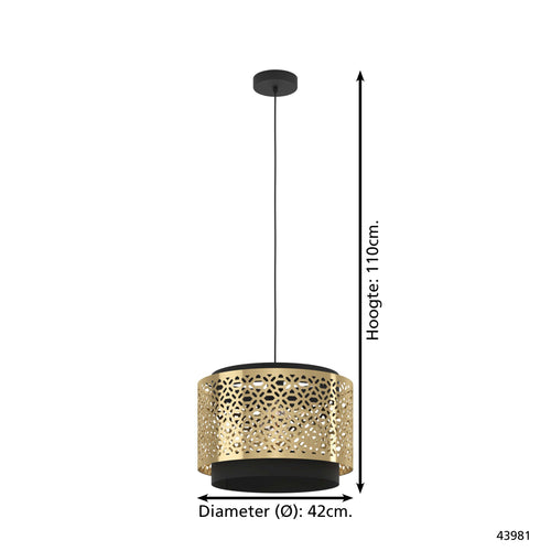 EGLO hanglamp Sandbach - e27 - ø 42 cm - zwart/goud - staal - vtwonen shop