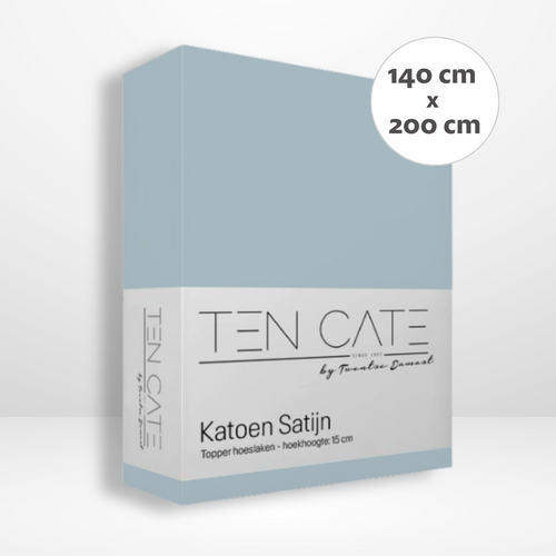Ten Cate topper hoeslaken - 100% katoensatijn - 140x200 -  lichtblauw