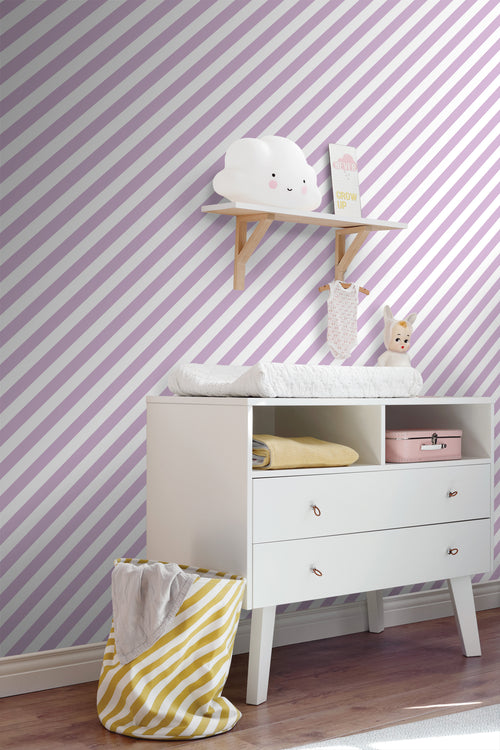 ESTAhome behang strepen lila paars en wit - 53 cm x 10.05 m - 139952 - vtwonen shop